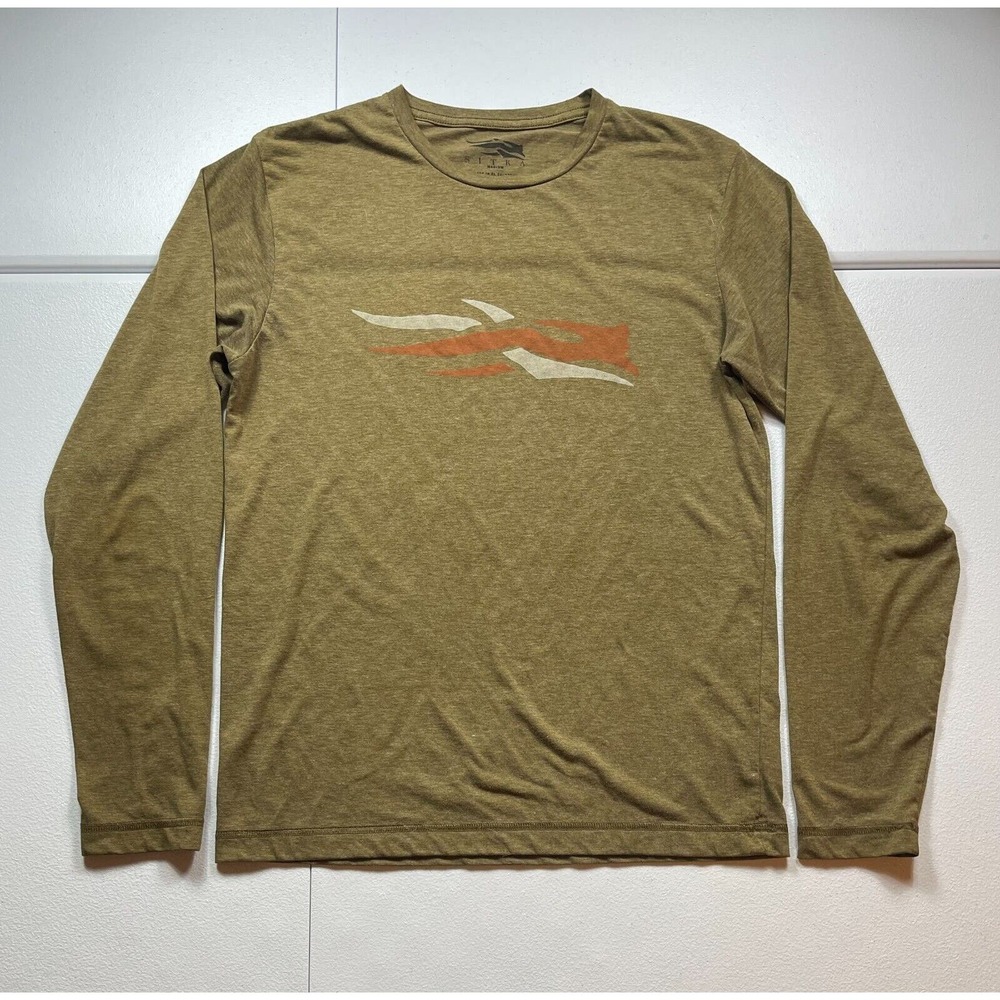 Sitka Gear Long Sleeve T-Shirt Men's M Brown Hunting Logo Outdoor Hiking USA